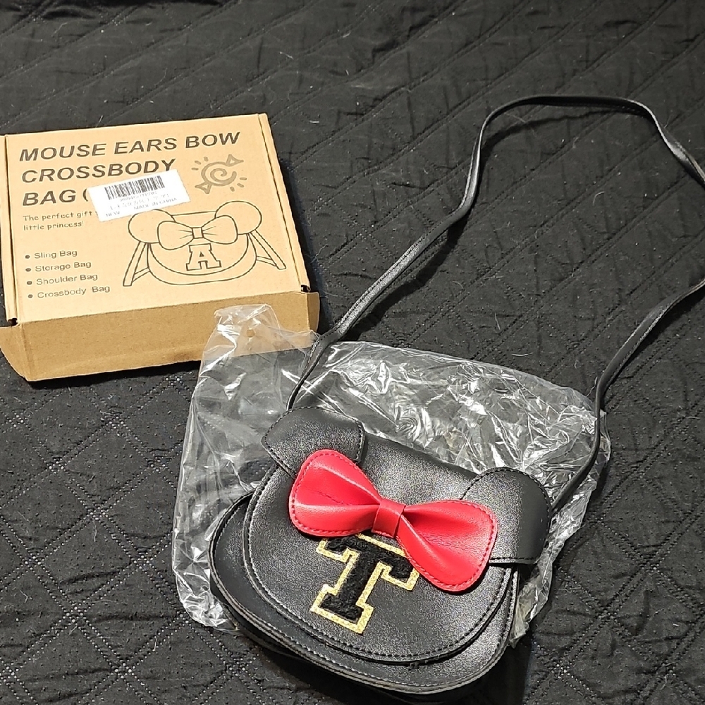 Nwt  Mouse Ears Crossbody Bag with Red Bow